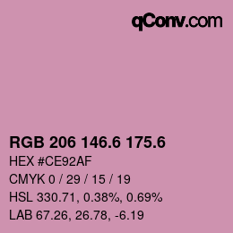 カラーコード: RGB 206 146.6 175.6 | qconv.com