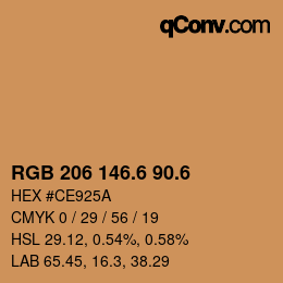 カラーコード: RGB 206 146.6 90.6 | qconv.com