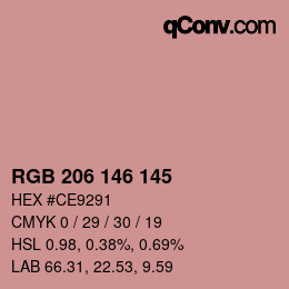Color code: RGB 206 146 145 | qconv.com