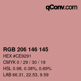 Color code: RGB 206 146 145 | qconv.com