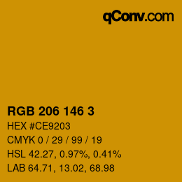 颜色代码: RGB 206 146 3 | qconv.com