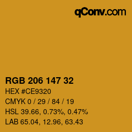 Color code: RGB 206 147 32 | qconv.com