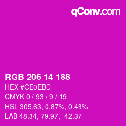 Color code: RGB 206 14 188 | qconv.com