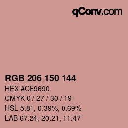 カラーコード: RGB 206 150 144 | qconv.com