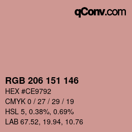 Color code: RGB 206 151 146 | qconv.com