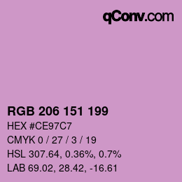カラーコード: RGB 206 151 199 | qconv.com