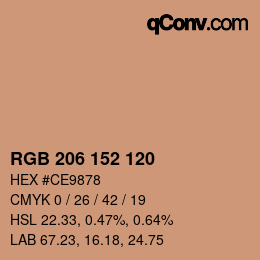 カラーコード: RGB 206 152 120 | qconv.com