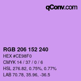 カラーコード: RGB 206 152 240 | qconv.com