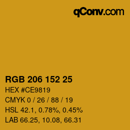 Color code: RGB 206 152 25 | qconv.com