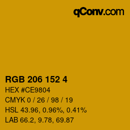 カラーコード: RGB 206 152 4 | qconv.com