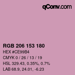 颜色代码: RGB 206 153 180 | qconv.com