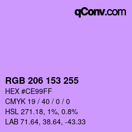 Color code: RGB 206 153 255 | qconv.com