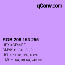 Color code: RGB 206 153 255 | qconv.com