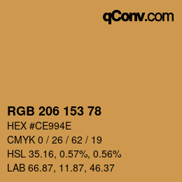 Color code: RGB 206 153 78 | qconv.com