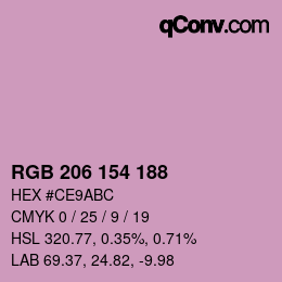 Color code: RGB 206 154 188 | qconv.com