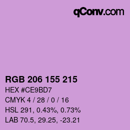 颜色代码: RGB 206 155 215 | qconv.com