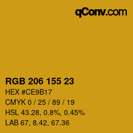 颜色代码: RGB 206 155 23 | qconv.com