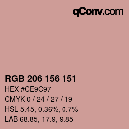 Color code: RGB 206 156 151 | qconv.com