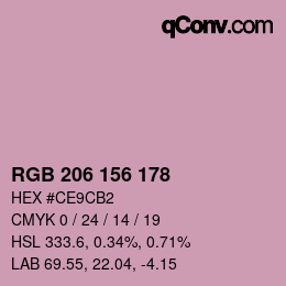 カラーコード: RGB 206 156 178 | qconv.com