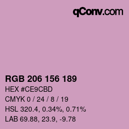 カラーコード: RGB 206 156 189 | qconv.com