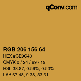 カラーコード: RGB 206 156 64 | qconv.com