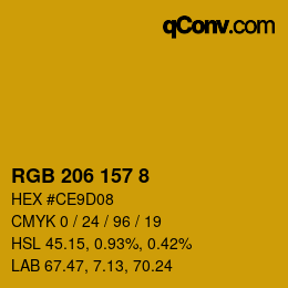 颜色代码: RGB 206 157 8 | qconv.com