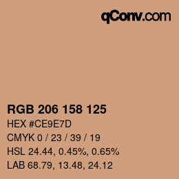 カラーコード: RGB 206 158 125 | qconv.com