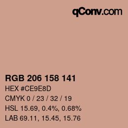 Color code: RGB 206 158 141 | qconv.com