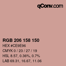 カラーコード: RGB 206 158 150 | qconv.com