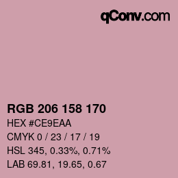 颜色代码: RGB 206 158 170 | qconv.com