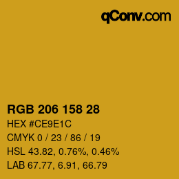 カラーコード: RGB 206 158 28 | qconv.com