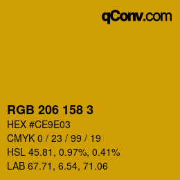 カラーコード: RGB 206 158 3 | qconv.com