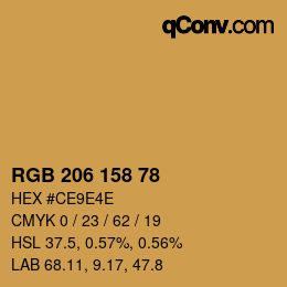 カラーコード: RGB 206 158 78 | qconv.com
