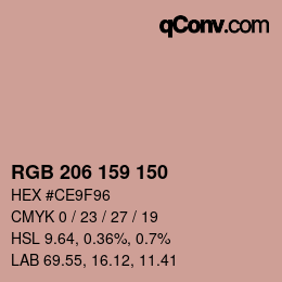 カラーコード: RGB 206 159 150 | qconv.com