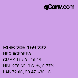 Color code: RGB 206 159 232 | qconv.com