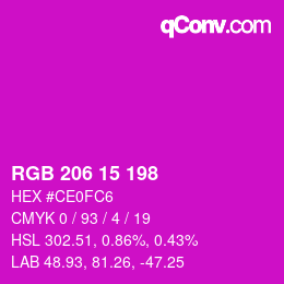 Color code: RGB 206 15 198 | qconv.com