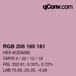カラーコード: RGB 206 160 181 | qconv.com