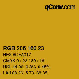 Color code: RGB 206 160 23 | qconv.com