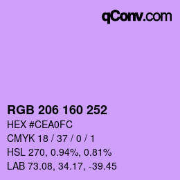 Color code: RGB 206 160 252 | qconv.com