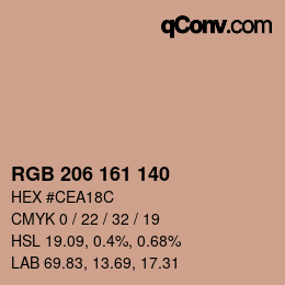 Color code: RGB 206 161 140 | qconv.com