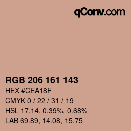 Color code: RGB 206 161 143 | qconv.com