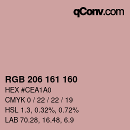 カラーコード: RGB 206 161 160 | qconv.com