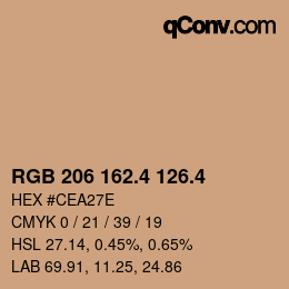 カラーコード: RGB 206 162.4 126.4 | qconv.com