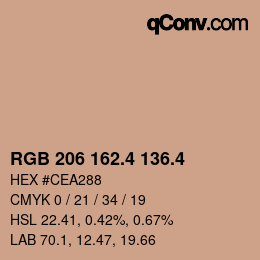 カラーコード: RGB 206 162.4 136.4 | qconv.com