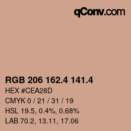 カラーコード: RGB 206 162.4 141.4 | qconv.com