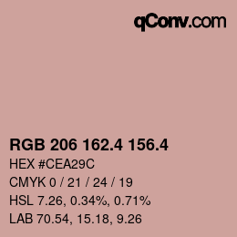 カラーコード: RGB 206 162.4 156.4 | qconv.com