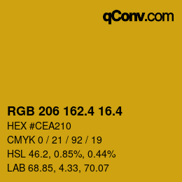 カラーコード: RGB 206 162.4 16.4 | qconv.com