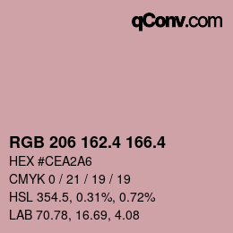 カラーコード: RGB 206 162.4 166.4 | qconv.com