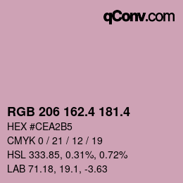 カラーコード: RGB 206 162.4 181.4 | qconv.com