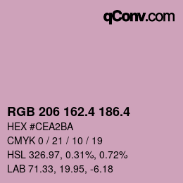 カラーコード: RGB 206 162.4 186.4 | qconv.com